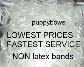 Puppy Bows ~ Non Latex Dog Grooming Bands ~SMALL QUANTITY bags gum rubber elastic dog bows bow TOPKNOT band ~Usa seller