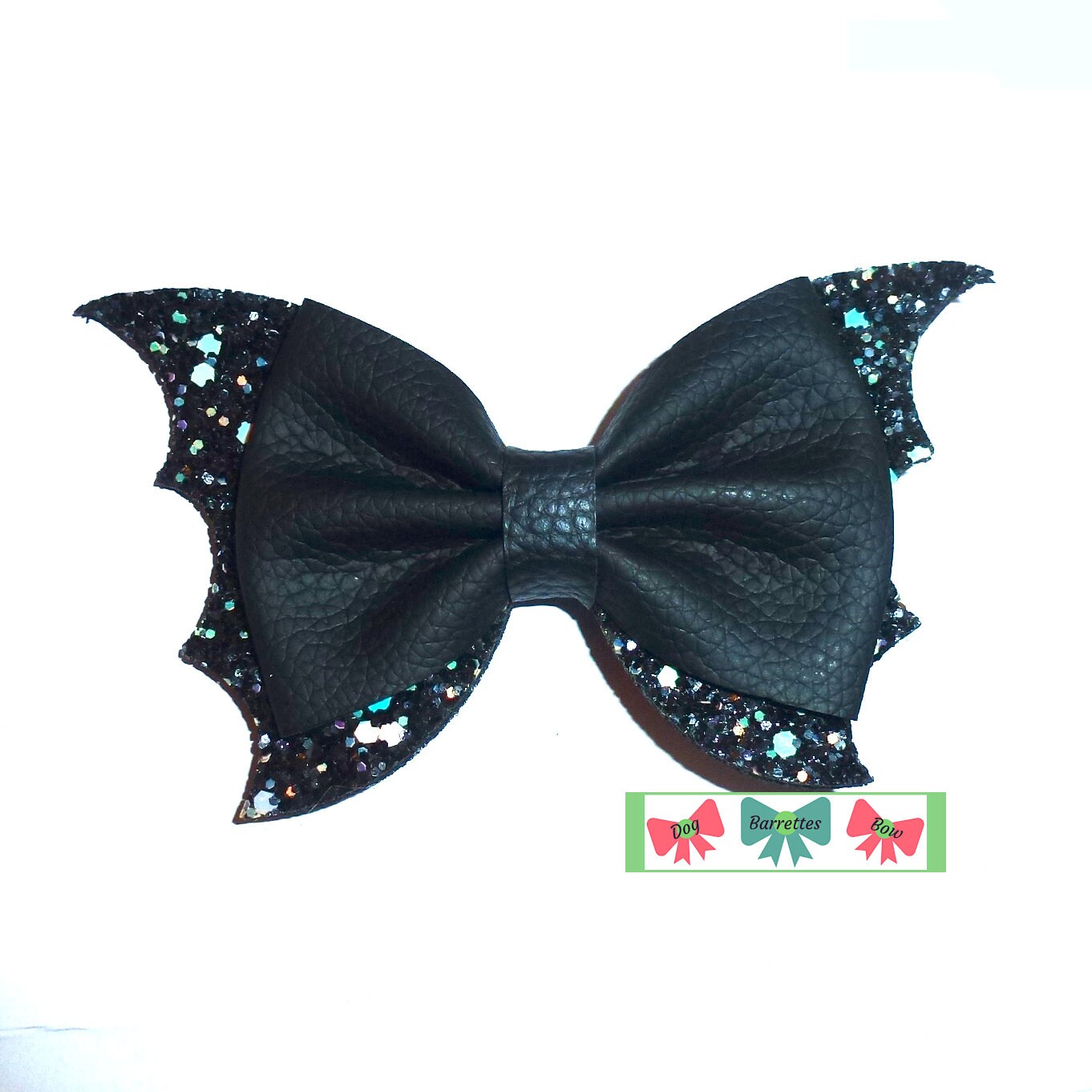 Halloween dog bow Black glitter bat 4 dog collar slide accessory hair bows  barrettes or bands (fb319)