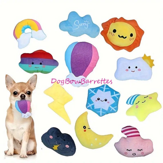 DogBowBarrettes food and fun assortment plush stuffed squeaky dog toy  (to14)