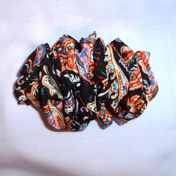Becky Bows ~ Barrette chiffon Hand crafted over sized BIG hair bow Women Halloween paisley