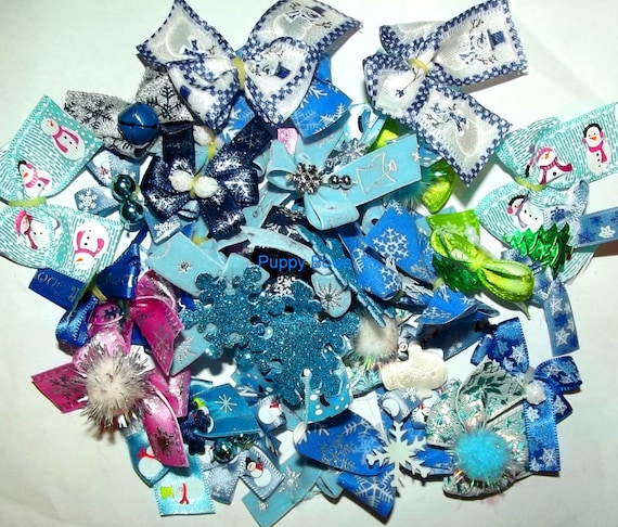 Puppy Bows ~Bow color HOLIDAY mixes 4th July Summer for dog grooming Yorkie Maltese Shih Tzu ~USA seller