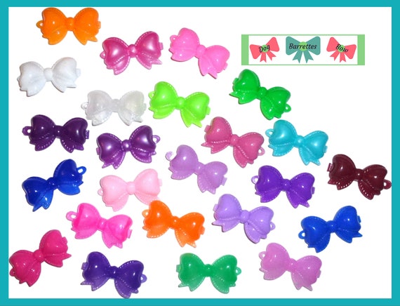 Puppy Bows ~ Dog bow  plastic ball clip set 8 pet bowknot barrette hair clips (fb281)