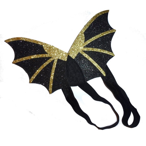 Puppy Bows ~ Halloween black pink gold orange Bat wings for cats rabbits small animals dog costume  2 - 7lbs