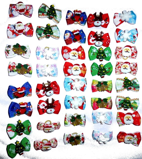 Christmas snowman santa claus rudolph  everyday tiny dog groomers grooming pet hair bows