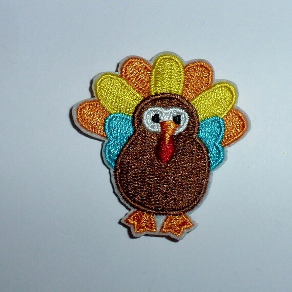 Puppy Bows ~ Colorful Turkey Thanksgiving dog bow pet hair clip barrette or latex bands or collar slide (fb141)