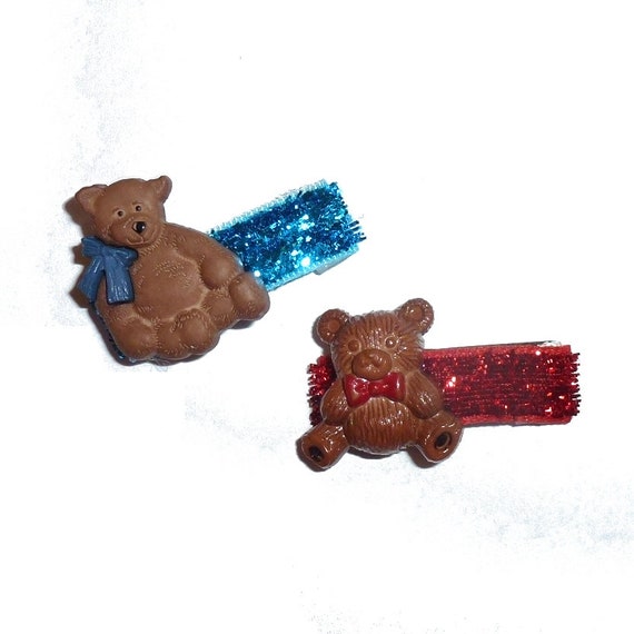 Dog Bow Barrettes small teddy bear snap clips for pet hair topknot (fb364e)