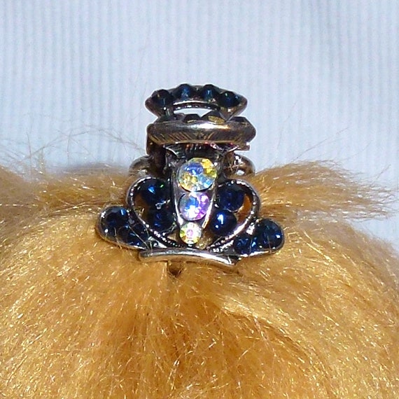 Puppy Bows ~Dog tiny rhinestone jaw clip pink blue or black ~USA seller