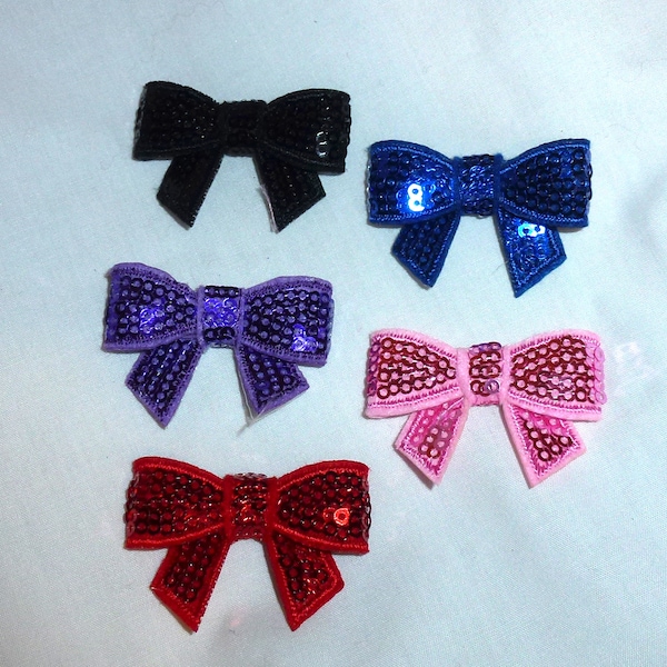 Puppy Bows ~ CLEARANCE Small sequin bowknot bows pink, blue, black, purple, red dog barrette bow hair clips for pets ~USA seller (fb75)