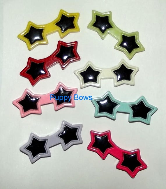 Puppy Bows ~ Dog bow sunglasses STARS MULTICOLORS pet hair barrette clip ~USA seller