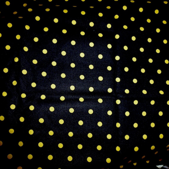 Puppy Bows craft supplies ~ cotton fabric black yellow dots 1/3 yard x 44"
