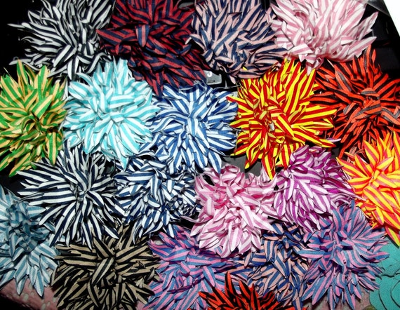 Puppy Dog Bows ~ CLEARANCE! Multicolor SPIKY flowers boy or girl pet hair bow barrettes or bands (fb40)
