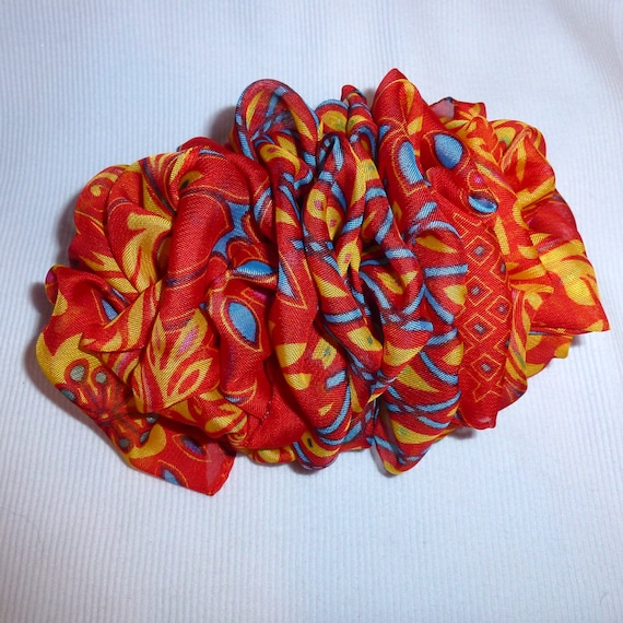 Becky Bows ~ Barrette scarf Hand crafted oversized BIG hair bow Women or Girls Chinese red/orange