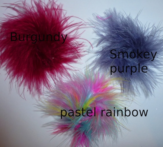 Puppy Bows ~ Feather boa dog bows marabou MANY colors available pet hair barrette clip with rhinestone crown center