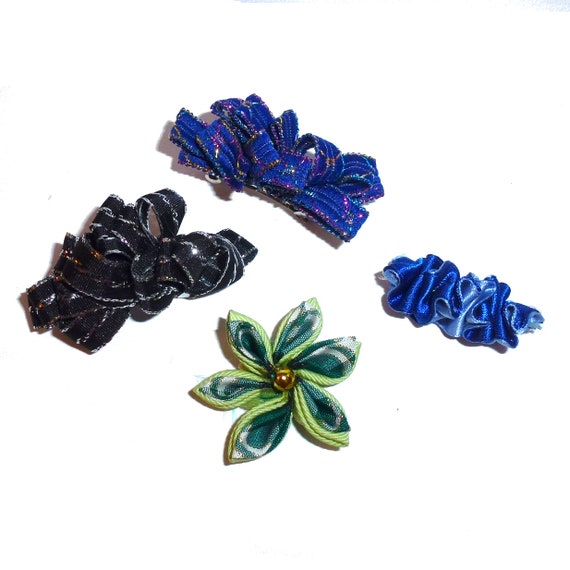 Dog hair small bows CLEARANCE pet grooming bow for boys blue black french barrette clip (446)