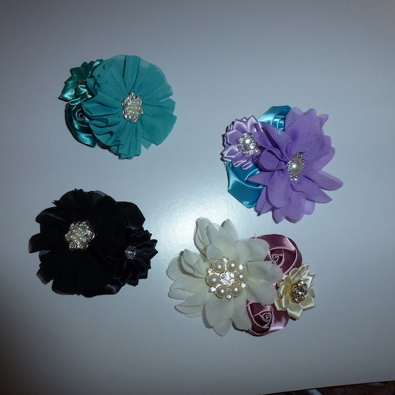 Puppy Bows ~ Dog collar slide bow purple black pink teal ~USA seller (fb162)