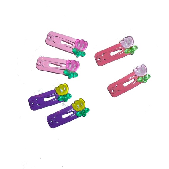 Dog Bow Barrettes tiny 6 tulip jewel snap clips for pet hair topknot (fb229b)