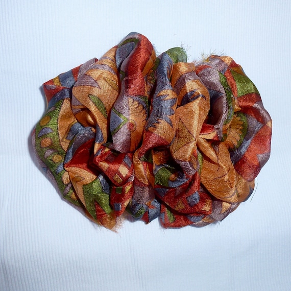 Becky Bows ~ OOAK ladies Hand crafted SILK shabby chic BIG fashion hair bow for ladies or Girls giant gold orange brown