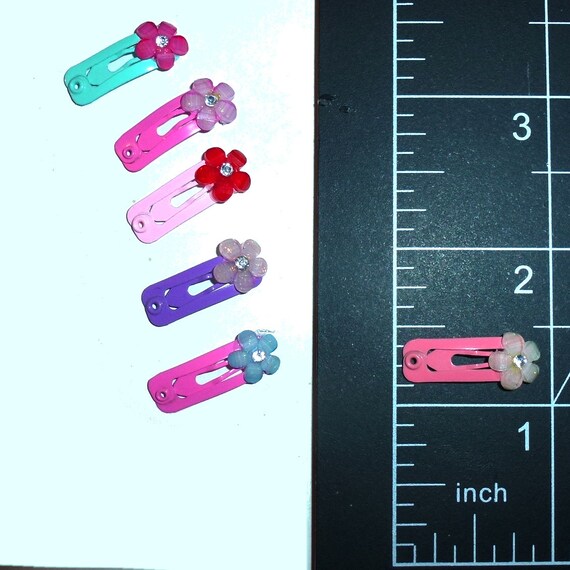 Dog Bow Barrettes tiny 6 girls rhinestone flower jewel snap clips for pet hair topknot (fb363k)