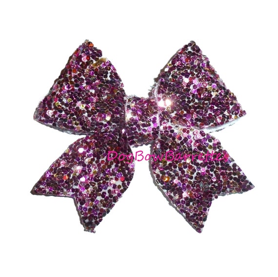 Puppy bows pink purple chunky glitter hair bow for dogs bands or hairpin