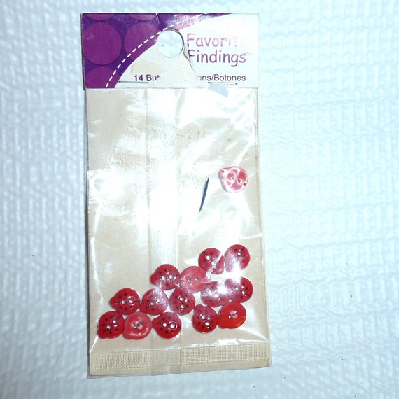 Puppy Bows craft items ~ Favorite findings tiny red ladybugs buttons