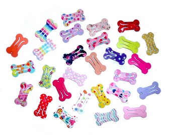 Puppy Bows ~ ALL NEW COLORS!!! Barrette snap clip girl mix 10 dog bone shape bow pet hairclip ~Usa seller