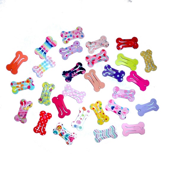 Puppy Bows ~ ALL NEW COLORS!!! Barrette snap clip girl mix 10 dog bone shape bow pet hairclip ~Usa seller