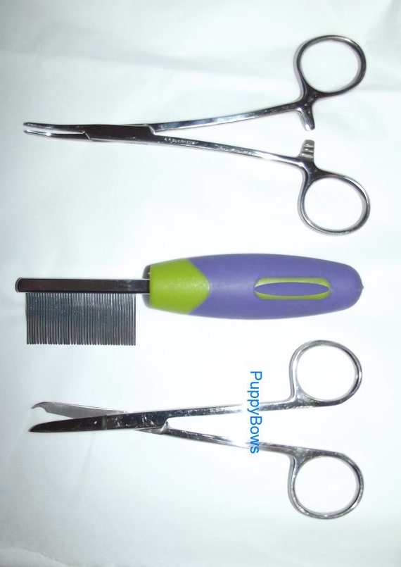 Puppy Bows ~dog bow placement tool, hair comb, grooming band scissors ~ USA seller