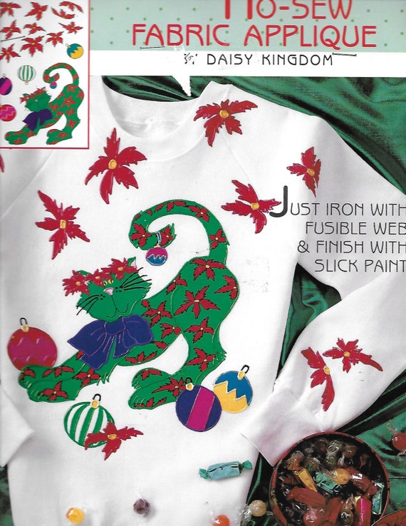 Puppy Bows ~ craft items Daisy Kingdom No Sew Applique #6983 Christmas poinsettia cat