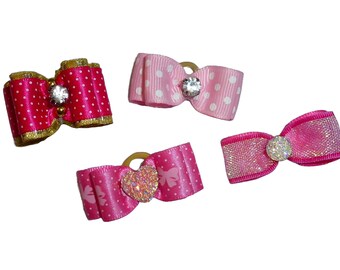 Barrettes pour chien avec strass roses, 5 boucles de toilettage en poils d'animaux de compagnie (FB396H)