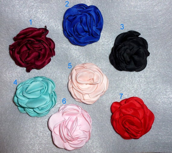 Puppy Bows ~ FLUFFY petal roses flower MANY assorted colors pet hair bow barrettes or bands (fb105)