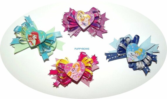 Puppy Bows ~ Disney Princess dog grooming bow pet hair barrette ariel cinderella (fb2)