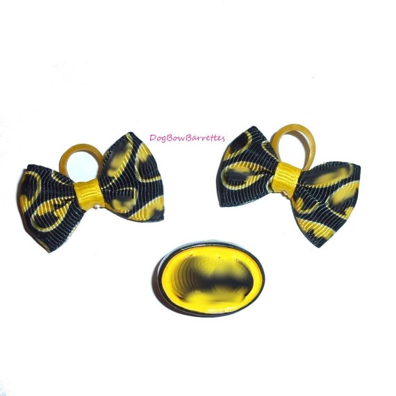 Puppy Bows ~ Boys dog hair bows superhero set latex bands (FB207Y)