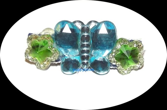 Puppy Bows ~Barrette dog bow flowers butterfly jewels ~USA seller
