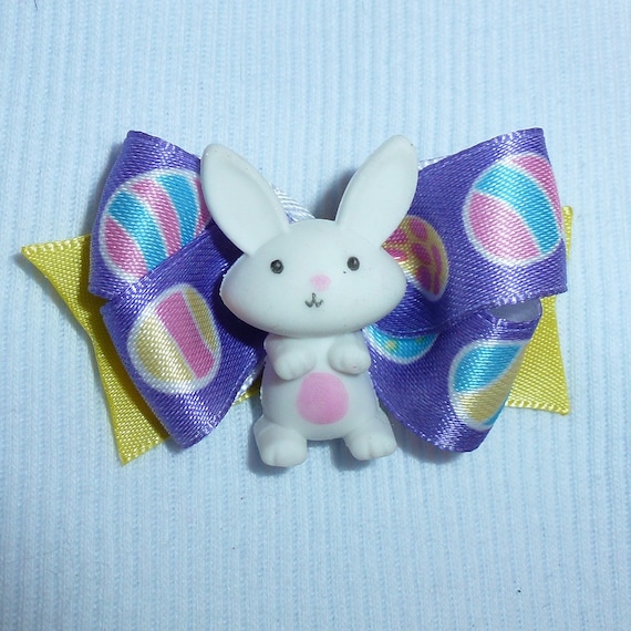 Puppy Bows ~Easter bunny rabbit dog bow pet hair clip barrette or latex bands (fb133)
