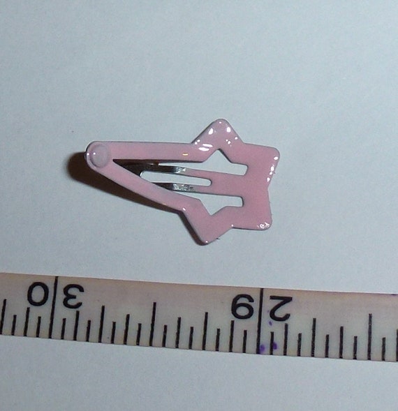 Puppy Bows ~Tiny 1" star pet snap hair clip baby pink ~Usa seller
