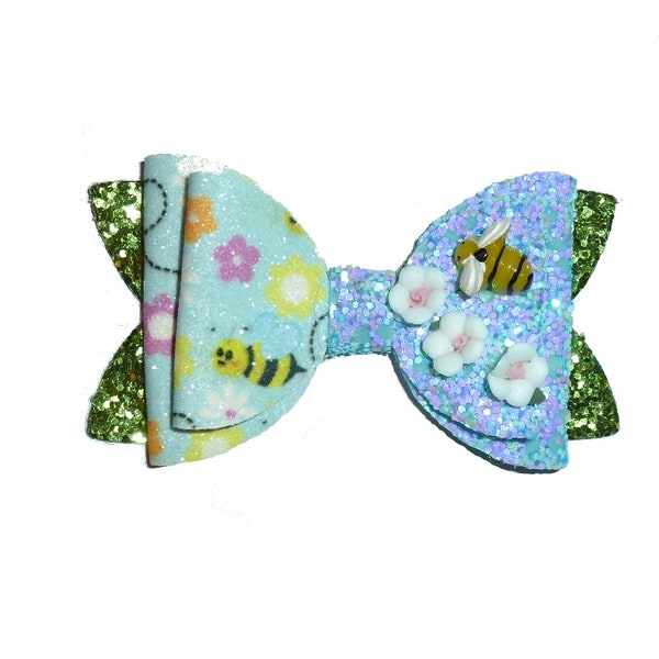 Summer bumblebee flowers dog collar slide accessory  hair bows barrettes or bands (fb184)