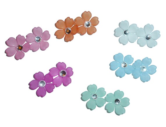 Puppy bows small sakura  rhinestone daisy flower petals  pet hair barrette clip (fb207AA)