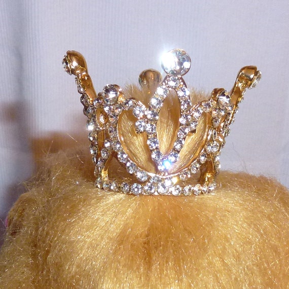 Puppy Bows ~ 3D gold tiara crown for dogs pet hair barrette