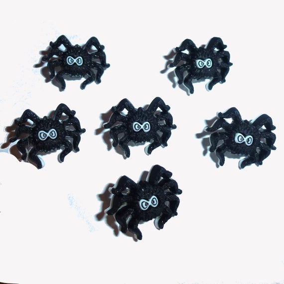 Puppy Bows ~ craft supplies 6 black spider buttons