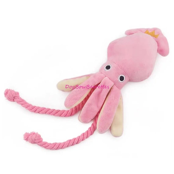 DogBowBarrettes Octopus 13" plush stuffed squeaky dog toy  (to1)
