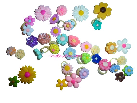 Bow super Tiny pretty flowers with latex bands for dog pet hair bows