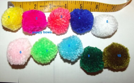 Puppy Bows ~10 colors sweet old fashioned yarn pom poms pet hair puffs dog topknot (fb72)