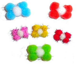 Puppy Bows Glitter pom pom dog bones flower dog pet  hair bowknot bow bands or barrette