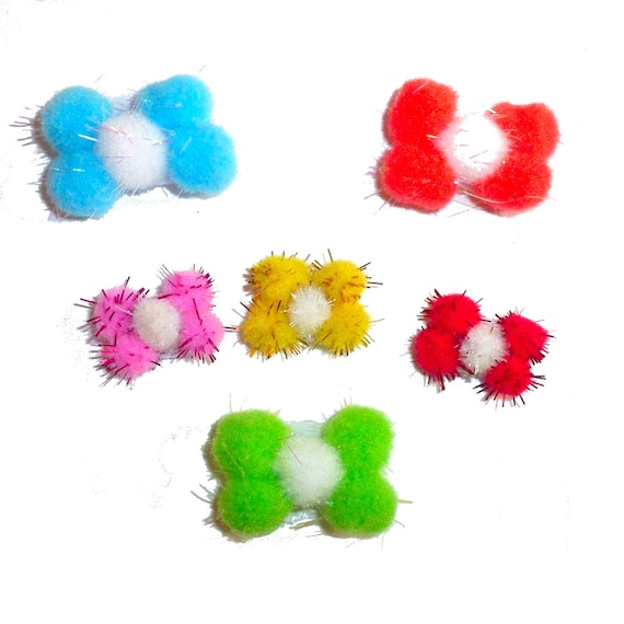 Puppy Bows Glitter pom pom dog bones flower dog pet  hair bowknot bow bands or barrette