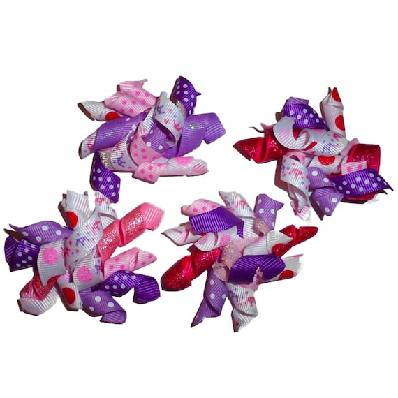 Puppy Bows ~Pink purple princess crown Korker loop  dog bow  pet hair clip barrette or latex bands   (fb120)