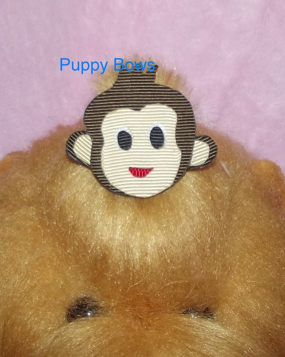 Puppy Bows ~ Does your boy act like a little monkey? barrette or bands pet dog bow (fb26)