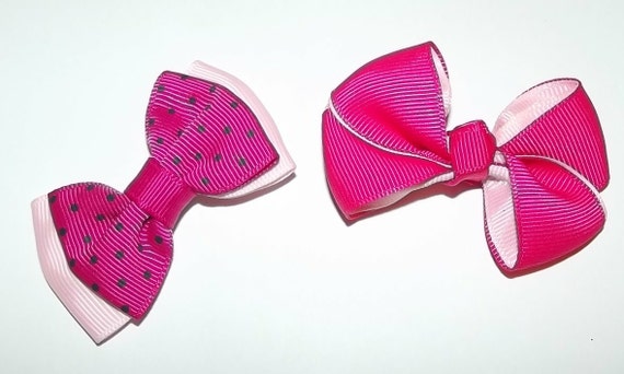 Puppy Bows ~Girls assorted sets of dog bow pink yellow polka dots Maltese ~USA seller
