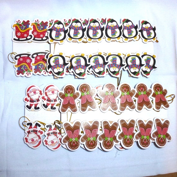 Puppy Bows ~ craft decorations Christmas card garland clothes pin hangers Santa Penguin Gingerbread man