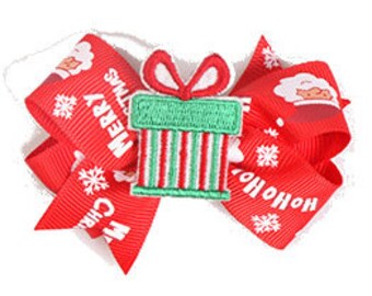 Christmas penguin tree package Santa Claus c0llar slide dog barrette bow hair clips for pets ~  (fb124)