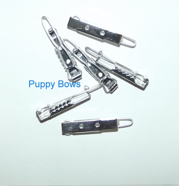 Puppy Bows ~ craft items dog bow making supplies 25mm hair DIY metal ball barrette clip